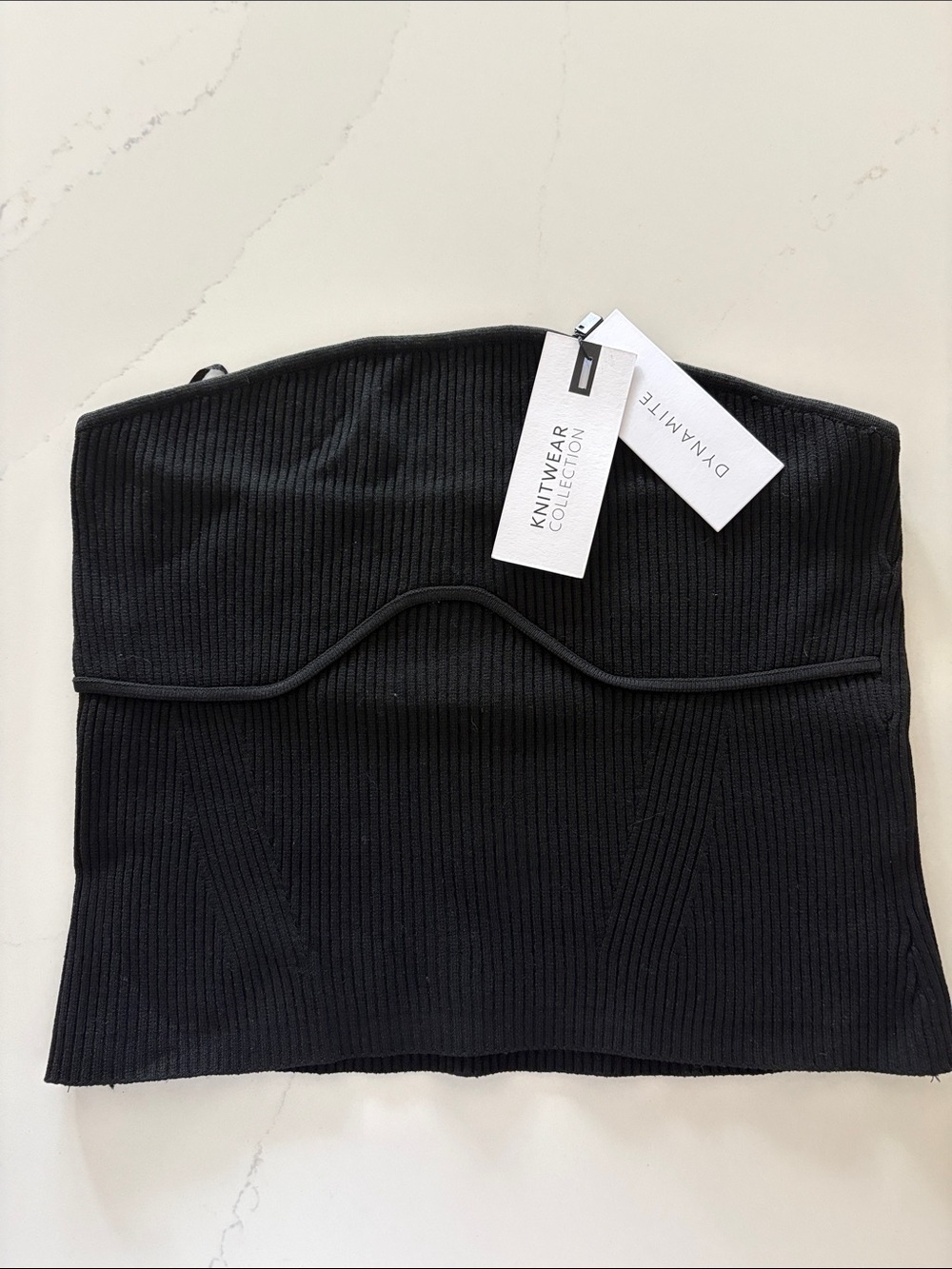 NWT Dynamite Ribbed Bandeau Tube Top Bustier Black, Size Medium
